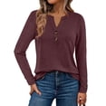 thumbnail image 1 of DAKIMOE Womens Tops Long Sleeve Shirts Spring Fall Fashion Clothes Henley Dressy Casual Blouses, 1 of 6