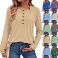 thumbnail image 1 of Women's Long Sleeve Shirts 2026 Spring Fashion Dressy Casual Tops Trendy Henley Blouses Cute Work Outfits Clothes, Mint Green, M, 1 of 5