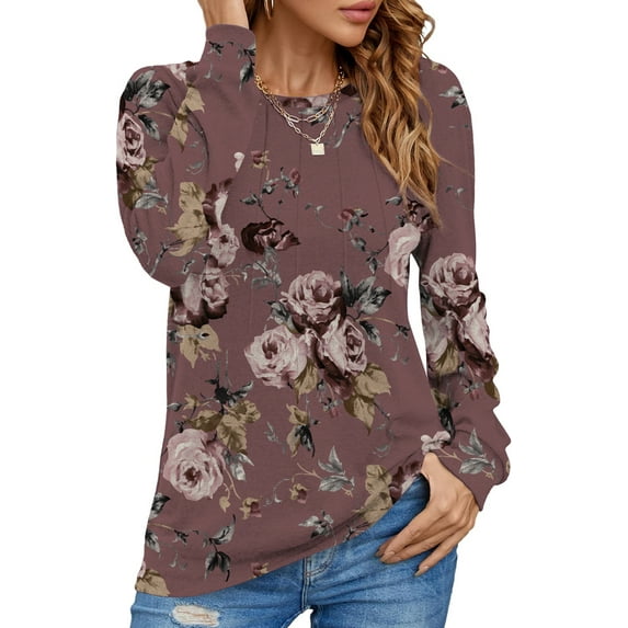 WUJINXIA Women's Long Sleeve Shirts Casual Tops Dressy Blouses Fashion Pleated Tunic