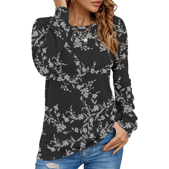 WUJINXIA Women's Long Sleeve Shirts Casual Tops Dressy Blouses Fashion Pleated Tunic