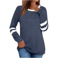 thumbnail image 1 of Women's Long Sleeve Shirts Color Block Casual Crew Neck Pullover Tops Basic Tee Shirt Spring Summer Trendy Clothes, 1 of 6