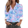 thumbnail image 1 of Women's Long Sleeve Shirts Fashion Floral Print Dressy Blouses Casual Turndown Collar Button Shirt Loose Drop Shoulder Tunic Tops Spring Summer Pullover Top Print 10 L, 1 of 6