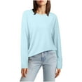 thumbnail image 1 of Women's Long Sleeve Shirts Loose Fit Crew Neck Knit Tops Solid Color Basic Tops Casual Spring Fall Outfits, 1 of 6