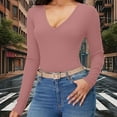 thumbnail image 1 of Women's Long Sleeve Shirts Scoop Neck Tight Slim Fit Tops Casual Stretchy Basic Tee Fall Layer Coffee XL, 1 of 7