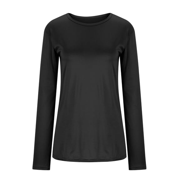 Women's Long Sleeve Shirts Soild Color Tunic Crewneck Shirts Tops Business Casual Blouse