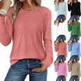 thumbnail image 1 of Women's Long Sleeve Shirts Solid Color Crewneck Soft Tops Loose Fit Casual Fashion Clothing 2026, 1 of 10