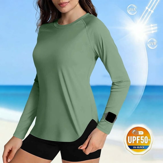 Women's Long Sleeve Shirts UPF 50+ Sun Protection Shirts for Hiking Fishing Workout Rash Guard Sun Shirt UV Protection Workout Tops Lightweight Gym Shirts