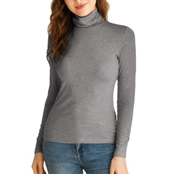 Women's Long Sleeve Slim Fit Mock Turtleneck Basic T-Shirts Blouse Tops