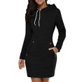 thumbnail image 1 of Women s Long Sleeve Slim Hooded Pullover Zipper Tunic Sweatshirt Dress Hoodies, 1 of 1