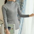 thumbnail image 1 of Women's Long Sleeve Slim Knitted Turtleneck Sweater Jumper Pullover Tops, 1 of 5