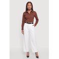 thumbnail image 1 of Women's Long Sleeve Solid Button Front Poplin Shirt, 1 of 4