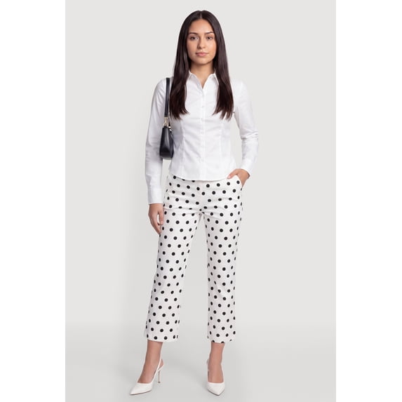 Women's Long Sleeve Solid Button Front Poplin Shirt