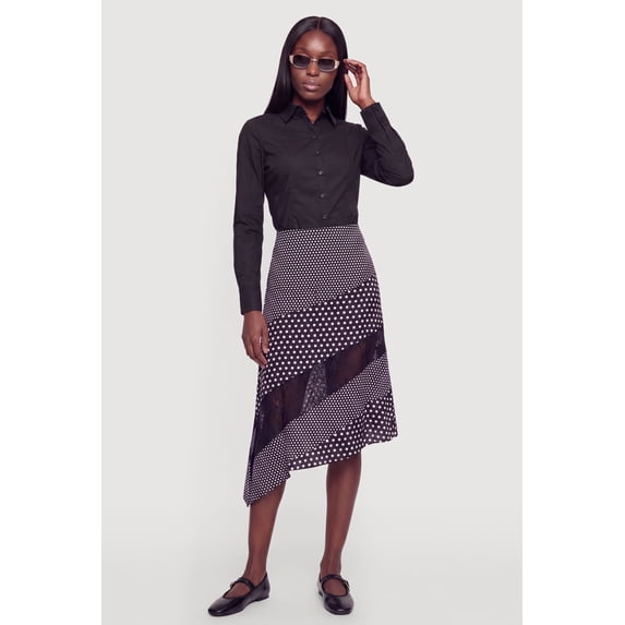 Women's Long Sleeve Solid Button Front Poplin Shirt