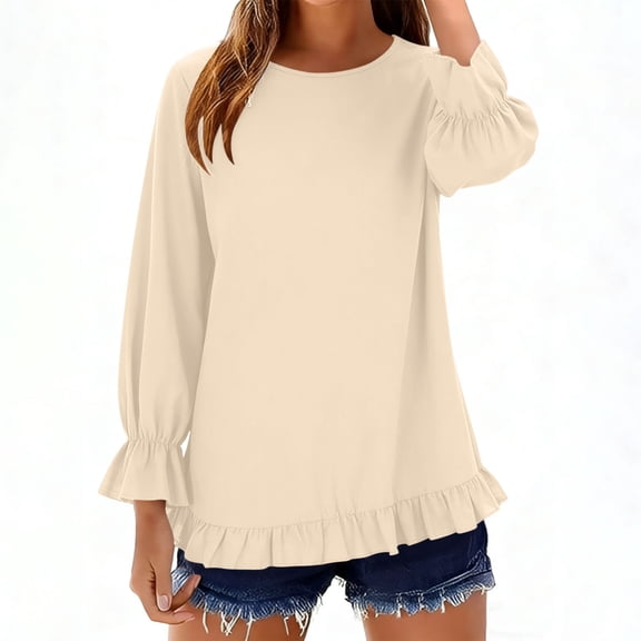 Women's Long Sleeve Solid Color Pullover Blouse with Fold Shirt Design for Fashionable Wear