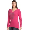 thumbnail image 1 of Women's Long-Sleeve Split Neck Graphic Tee, 1 of 3