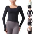 thumbnail image 1 of Women's Long Sleeve Sports Top T-Shirts Blouses Crewneck Slim Fit Solid Color Soft Casual Daily Wear Workout Running Yoga Fashion Essential Gift for Women | Aestivo,Gray L, 1 of 5