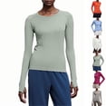 thumbnail image 1 of Women's Long Sleeve Sports Top Yoga Shirt Tee Moisture Wicking Athletic Workout Top for Women | CSEONE,Orange XL, 1 of 9