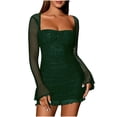 thumbnail image 1 of Women’s Long Sleeve Square Neck Bodycon Dress Sequin Sparkly Glitter Dress Trendy Party Club Mini Dresses, 1 of 9
