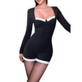 thumbnail image 1 of Women's Long Sleeve Square Neck Romper – Dressy Casual Summer Jumpsuit Shorts Fitted One-Piece Outfit, 1 of 6