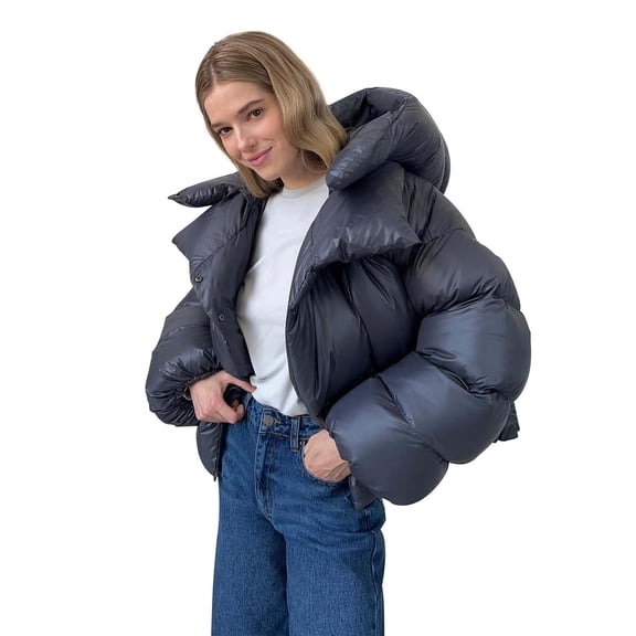 Women's Long Sleeve Stand Collar Warm Zipper Cotton Jacket GY2 M