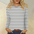 thumbnail image 1 of Women's Long Sleeve Striped T-Shirt, Casual Red and White Crew Neck Top, Soft Cotton Blend, 1 of 8