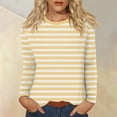 thumbnail image 1 of Women's Long Sleeve Striped T-Shirt, Casual Red and White Crew Neck Top, Soft Cotton Blend, 1 of 8