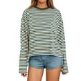 thumbnail image 1 of Women's Long Sleeve Striped T Shirt Featuring Color Design for Comfortable Casual Wear, 1 of 4