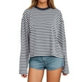 thumbnail image 1 of Women's Long Sleeve Striped T Shirt Featuring Color Design for Loose Fitting Comfort Ideal for Everyday Use, 1 of 4