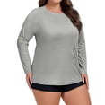 thumbnail image 1 of Women's Long Sleeve Sun Shirts UPF50+ UV Protection Crew Neck Rash Guard Lightweight Quick Dry Workout Hiking Tops Gray 2XL, 1 of 5