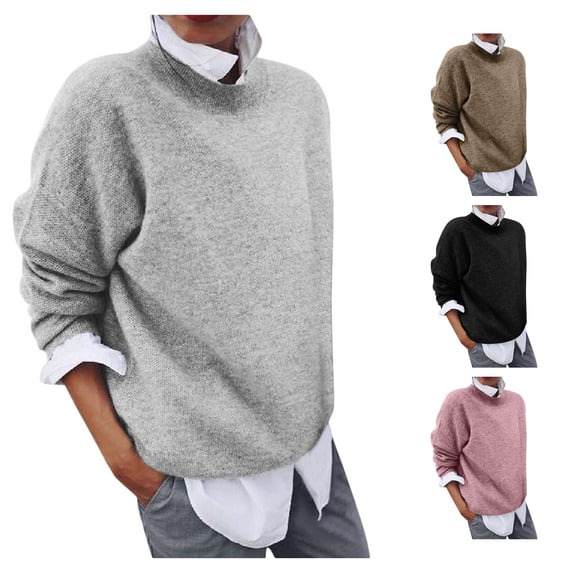Women's Long Sleeve Sweater Top Layered Look with Ribbed Details