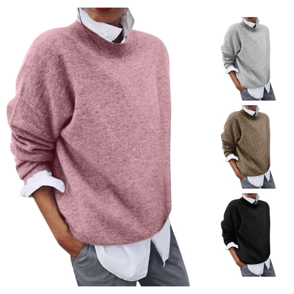 Women's Long Sleeve Sweater Top Layered Look with Ribbed Details
