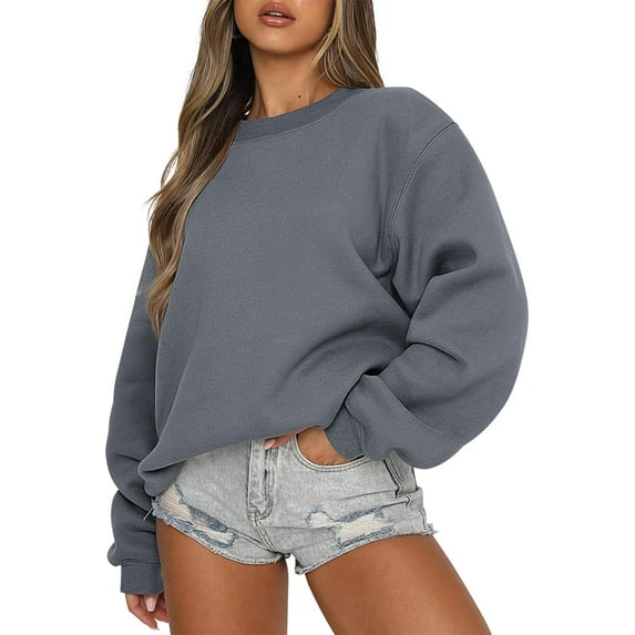 Women's Long Sleeve Sweatshirt Casual Crewneck Loose Fit Pullover Hoodie Fleece Fall Tops