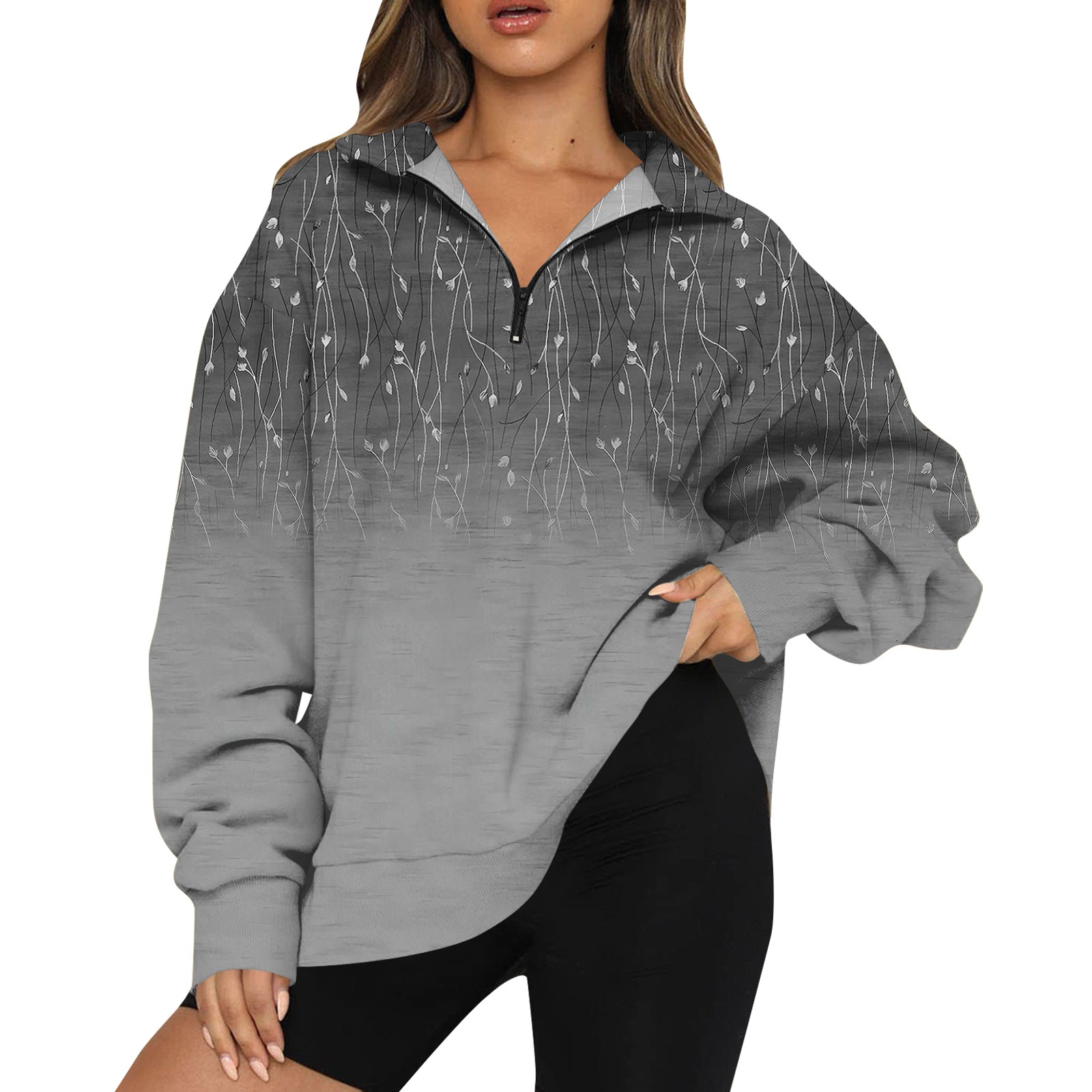 Women's Long Sleeve Sweatshirt Fleece Oversized Pullover Tops for