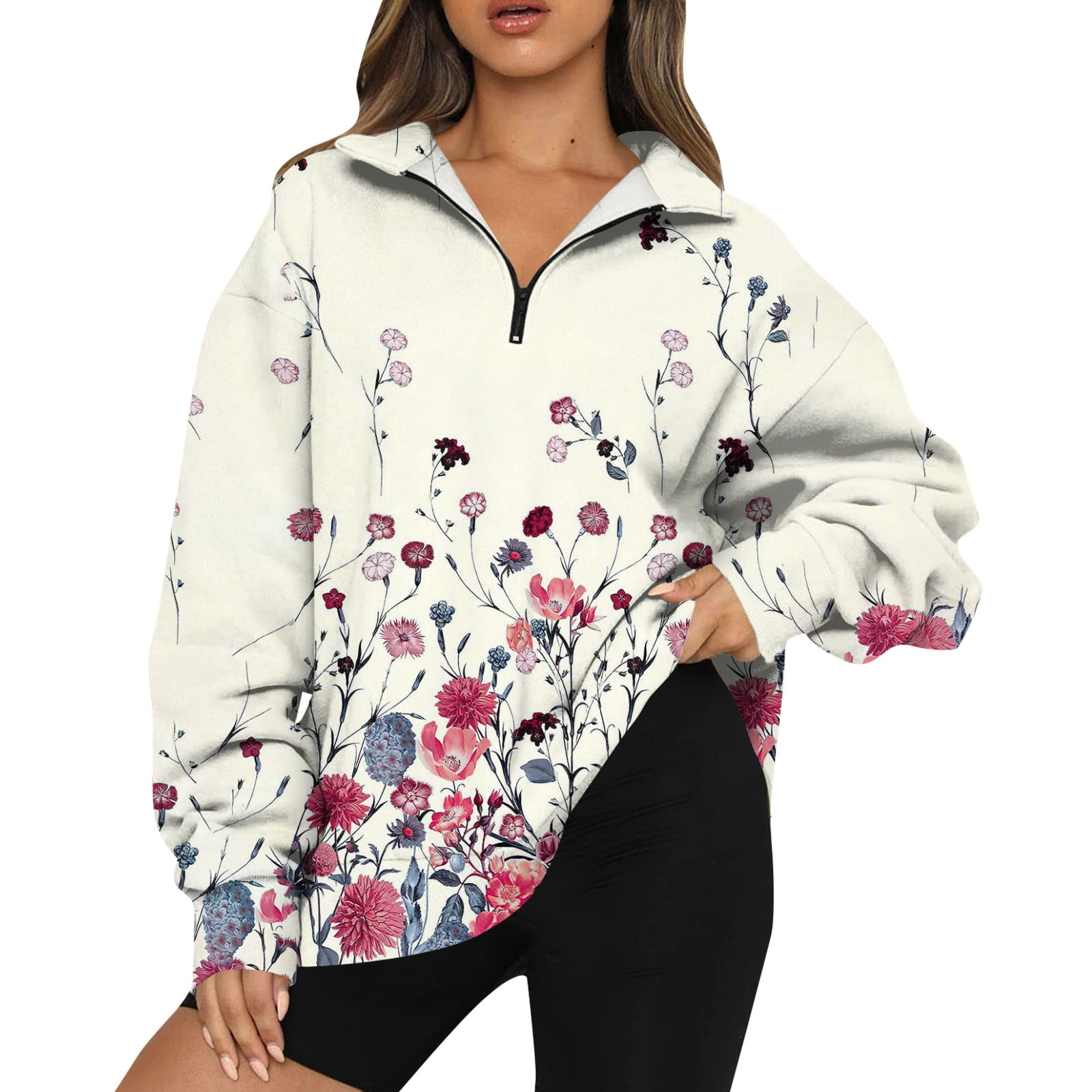 Women's Long Sleeve Sweatshirt Fleece Oversized Pullover Tops for
