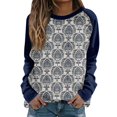 Women's Long Sleeve Sweatshirt Floral Print Cute Pullover Tops Crew