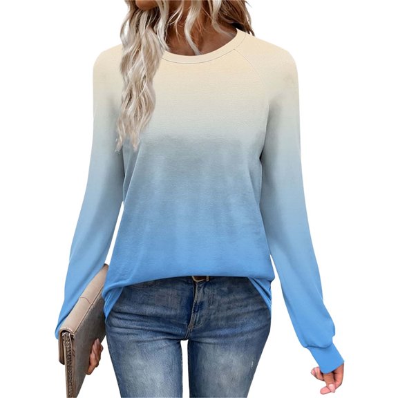 Women's Long Sleeve Sweatshirt Non Positioning Printed T-shirt Casual Wear Round Neck Lightweight Top Basic Outfits Winter Clothing Fashion Fall Clothes