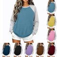 thumbnail image 1 of Women's Long Sleeve Sweatshirt Oversized Crew Neck Loose Casual Basic Tops with Front Kangaroo Pocket for Weekend Errand Outfit, 1 of 6