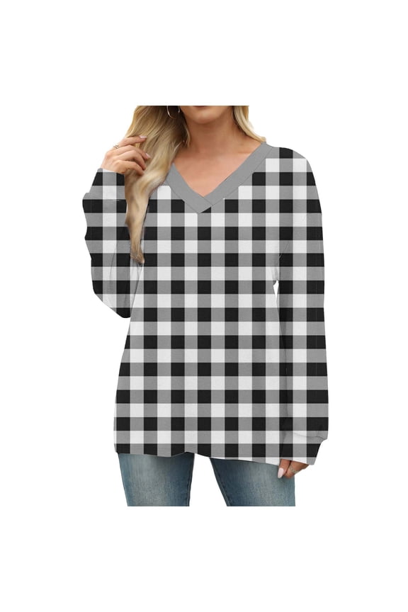 Women's Long Sleeve Sweatshirt Regular Daily Print V-Neck Casual Pullover Winter Top Outfits Clothing Fashion Basic Fall Clothes