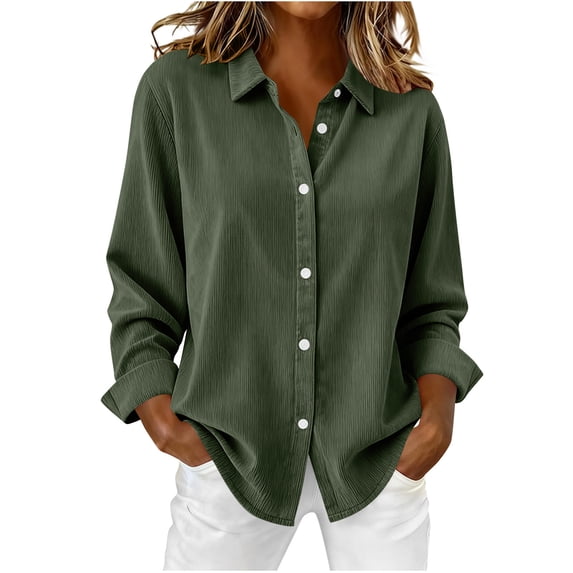 Women's Long Sleeve Sweatshirt Solid Color Corduroy Shirt Jacket For Winter Casual Tops Outfits Fashion Clothing Basic Fall Clothes