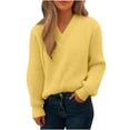thumbnail image 1 of Women's Long Sleeve Sweatshirt Solid Color Pullover V-neck Sweater Casual Basic Fall Clothes Outfits Fashion Winter Clothing, 1 of 6