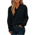 thumbnail image 1 of Women's Long Sleeve Sweatshirt Solid Color Pullover V-neck Sweater Casual Basic Fall Clothes Outfits Fashion Winter Clothing, 1 of 6