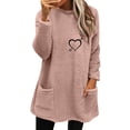 thumbnail image 1 of Women's Long Sleeve Sweatshirts Winter Fall Pullover Sweater Coat Loose Wool Jacket d Jumper With Pockets Shirts Tops, 1 of 6