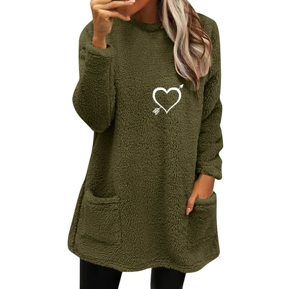 Women's Long Sleeve Sweatshirts Winter Fall Pullover Sweater Coat Loose Wool Jacket d Jumper With Pockets Shirts Tops