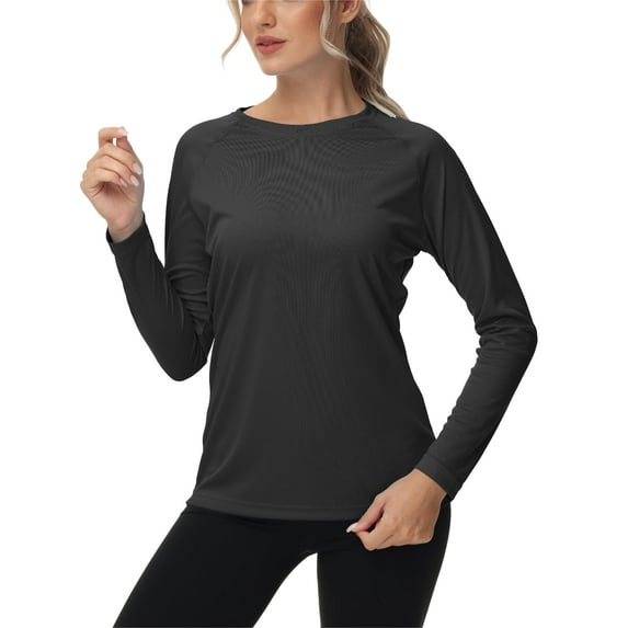 Women's Long Sleeve Swim Shirts Rash Guard Shirts UPF 50+ Sun Protection Quick Dry Hiking T-Shirt Athletic Workout Running Tops Shirts Black 2XL