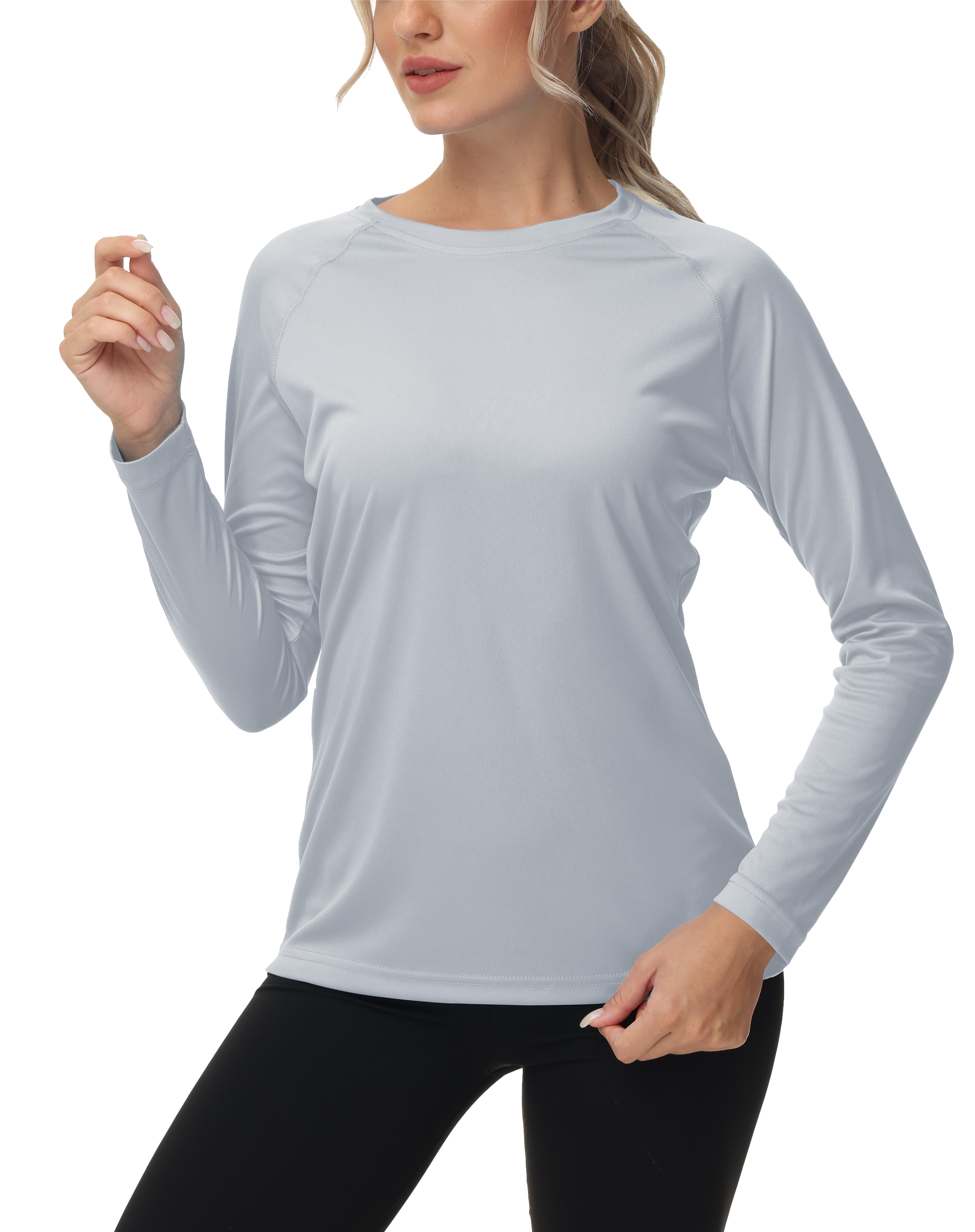 Women's Long Sleeve Swim Shirts Rash Guard Shirts UPF 50+ Sun Protection  Quick Dry Hiking T-Shirt Athletic Workout Running Tops Shirts SkyBlue L 