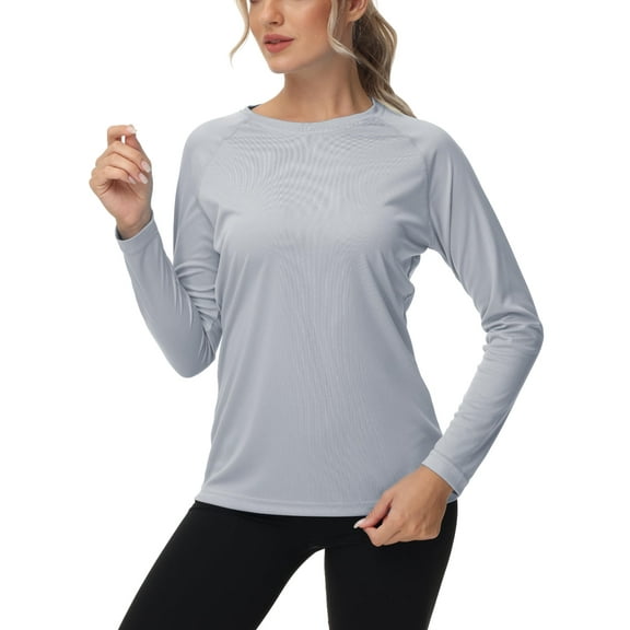Women's Long Sleeve Swim Shirts Rash Guard Shirts UPF 50+ Sun Protection Quick Dry Hiking T-Shirt Athletic Workout Running Tops Shirts LightGrey M