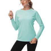 Womens Long Sleeve Swim Shirts Rash Guard Shirts UPF 50+ Sun Protection Quick Dry Hiking T-Shirt Athletic Workout Running Tops Shirts MintGreen L