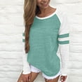 thumbnail image 1 of Women's Long Sleeve T-Shirt, Casual Striped Color Block Top with Round Neck, Soft Cotton Polyester Spandex Blend Fabric, Ideal for Daily Wear, Work, School and Travel, 1 of 6