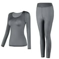 thumbnail image 1 of Women's Long Sleeve T-Shirt Scoop Neck Basic Layer Stretchy Shirts with Pants Solid Undershirts Pajamas Sets Gray,XL, 1 of 6