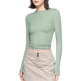 thumbnail image 1 of Women's Long Sleeve T Shirts Crew Neck Slim Fit Tops Sexy Basic Tee Smoke Cloud Pro Collection, 1 of 3